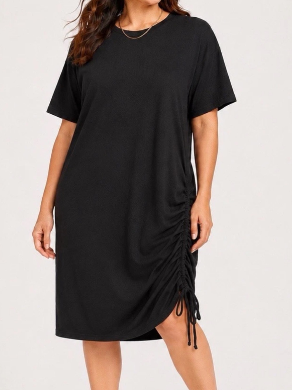 3 for $20 UNIVERSAL THREAD Classic Black Short Sleeve Side-Ruched T-Shirt Dress